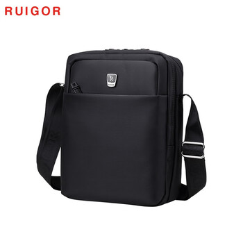 瑞戈斜挎包男士商务休闲单肩包跨肩小背包大容量手机ipad包 黑色