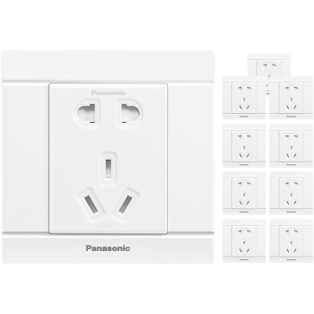 松下（ Panasonic）开关插座面板 五孔插座面板 大间距10A5孔墙壁插座（10支套装）佳典纯86型  白色