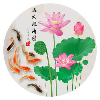 霜魄荷花鲤鱼图卫生间门贴画厨房用小玄关装饰画粘贴画九鱼图挂画自粘