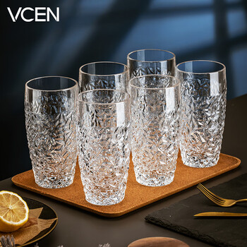 vcen捷克纯进口水晶杯套装家用耐热玻璃杯喝水杯子明前龙井泡绿茶杯
