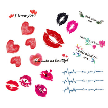 千惠侬嘴唇纹身贴防水红唇少女心ins风简约可爱唇印胸部吻痕 草莓纹身