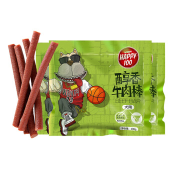 顽皮狗零食 牛肉棒1200g(400g*3袋) 成幼犬宠物狗狗零食肉干  Happy100系列