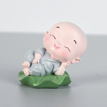 装饰摆件童年小和尚可爱树脂工艺品摆件卧室茶室办公创意家居装饰汽车