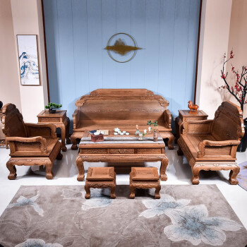 匠人塘红木家具非洲鸡翅木（学名：非洲崖豆木）沙发实木中式仿古客厅沙发椅组合 八件套