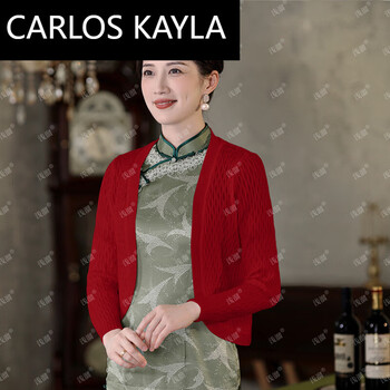 carloskayla旗袍披肩女外搭2024新款夏小长袖针织开衫薄款外套上衣春