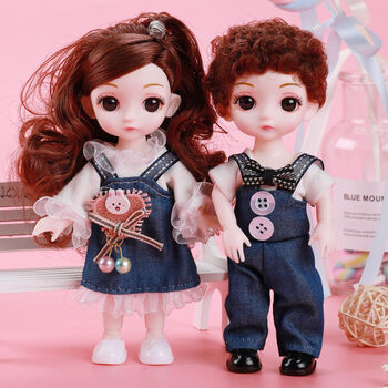 娃娃套装女孩儿童公主宝宝可爱bjd玩具偶衣服礼盒西街牛仔2只组合加