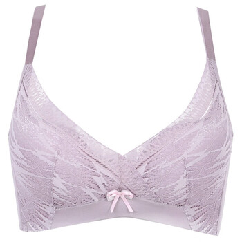 柔软无钢圈内衣女调整型收副乳女士文胸聚拢防垂胸罩pw8913香芋色b85b