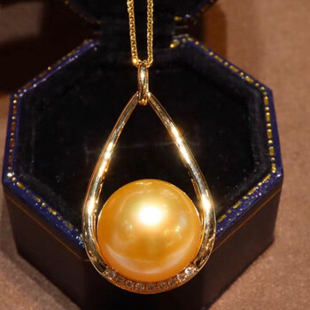 南洋半岛南洋金珍珠吊坠海水珍珠项链18k金镶嵌钻石轻奢名媛锁骨链送