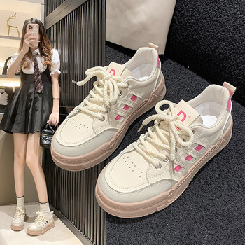 361秋季港风超火小白鞋女鞋新款秋款百搭平底运动休闲板鞋粉红色35