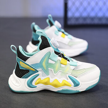 自由361男童运动鞋夏季新款儿童透气网面篮球鞋男孩旋转纽扣中大童