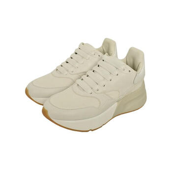 amcqueen麦昆女款纯色系绳防水台小白鞋运动鞋米白色355