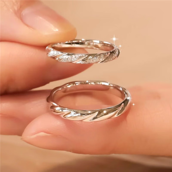 fanci 范琦s999情侣对戒足银男女款一对活口设计可刻字定制情人节生日