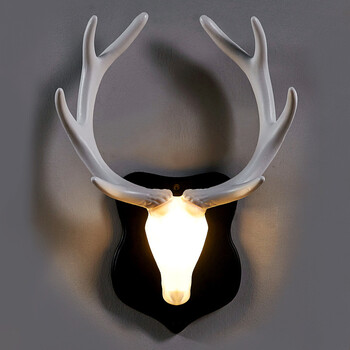 艾米特 鹿头灯鹿角创意玄关门口墙上挂件居家室内墙壁装饰壁饰 amt