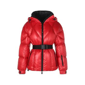 moncler盟可睐/蒙口 女士grenoble滑雪系列红色聚酰胺鹅绒连帽羽绒服