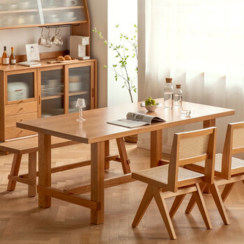 玛琪雅朵全实木餐桌椅组合长方形日式简约风樱桃白蜡木小户型原木风