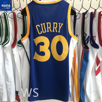 nba刺绣金州队30号curry球衣复古篮球服男女curry赛季复古蓝色球衣xs