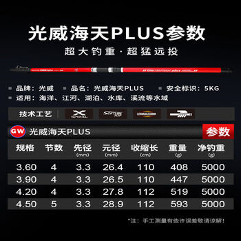光威(gw)海天plus海竿套装碳素超硬远投竿海钓抛竿鱼竿远投竿甩杆钓竿
