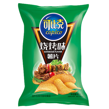 可比克薯片 烧烤味60g 休闲零食 膨化食品