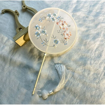 跳舞团扇 岸嘉团扇舞蹈旗袍专用仙气女童配饰扇子古代汉服拍照新年