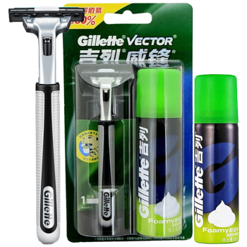 吉列（Gillette） 剃须刀刮胡刀手动 非吉利 旋转刀头 剃须泡沫 威锋超值组合装（1刀架1刀头+50g须泡）