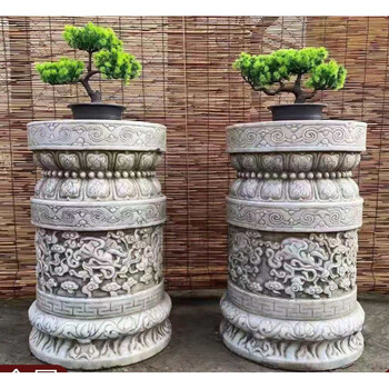 石球路障 石墩 广场挡车石球 防撞石墩子 石雕须弥座仿古汉白玉石墩