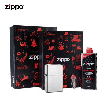 之宝(Zippo)打火机套装礼盒 锻纱205TZ（火机+小油133ml+火石6粒装）煤油防风火机