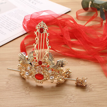 傣族发簪西双版纳傣族头饰簪子和发冠仙气古风仙鹤发冠发簪古装盘发