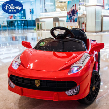 迪士尼disney电动新款皮座四轮汽车遥控宝宝车子婴幼儿童车小孩玩具车