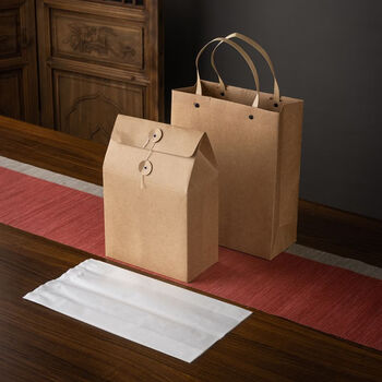 简约复古风散茶包装盒茶叶礼盒空盒白茶普洱茶礼品手提袋纸袋牛皮纸