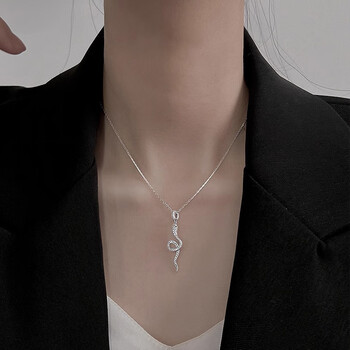 碧貂圣诞礼物小蛇项链女轻奢小众设计感925银颈链锁骨链银蛇项链银蛇