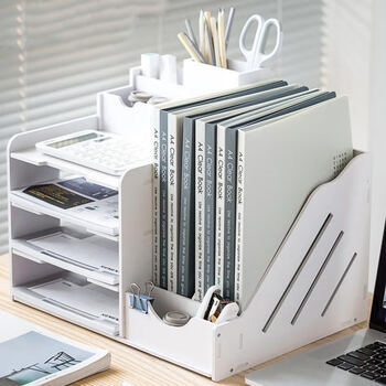 文件栏桌面书架办公桌文件架学生书桌整理架收纳盒子置物架资料架奥蒂