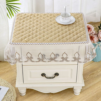 床头柜盖巾盖布一对装家用卧室床头柜罩防尘盖巾蕾丝边床头柜罩田园风