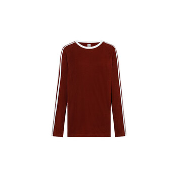 维络斯美洋meiyang双杠少女长袖t恤纸片人条纹时尚运动潮流上衣红色s