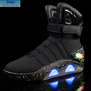鞋子usb充电高帮发光鞋潮鞋aj篮球鞋 黑色 40