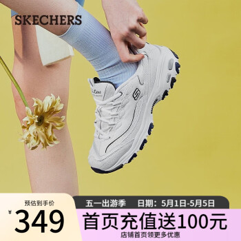 斯凯奇（Skechers）女鞋小白熊女士休闲鞋子厚底增高百搭运动软底老爹鞋女99999863 白色/海军蓝色/WNV 37.5