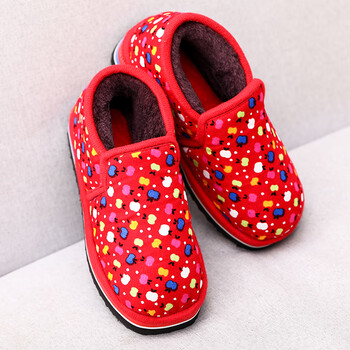 手工棉鞋老式女童男孩小孩自己做编织冬季保暖加绒包跟棉拖鞋 红苹果