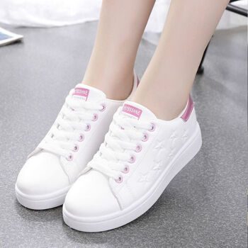 女鞋春季小白鞋女大码韩版学生春秋新款平底鞋休闲板鞋女鞋子h32白粉