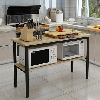 腾景顺厨房桌切菜桌子餐桌落地厨房置物架操作台长条桌简易长桌微波炉