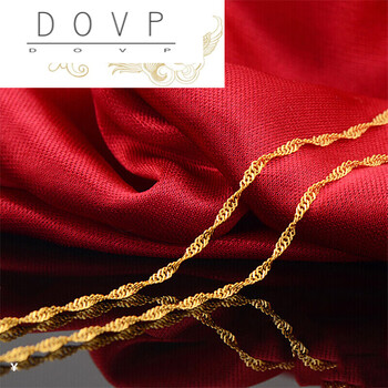 老凤凰黄金项链黄金水波纹项链999足金项链女锁骨链金链子百搭素链长