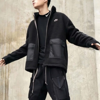 耐克（NIKE）男装上衣春秋新款运动服跑步健身训练保暖防风羊羔绒夹克外套 DV8183-010黑色 S