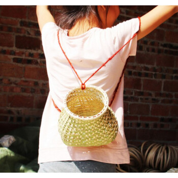 篓花盆竹筐采茶篮子竹编制品汉服 背篓中号 高17厘米