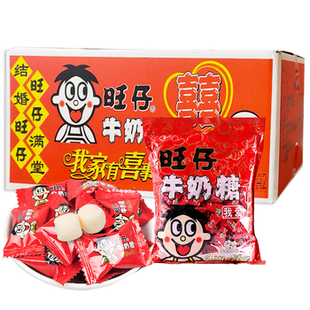 【少量现货】旺旺旺仔牛奶糖1000g*6袋装整箱结婚喜糖婚庆零食网红