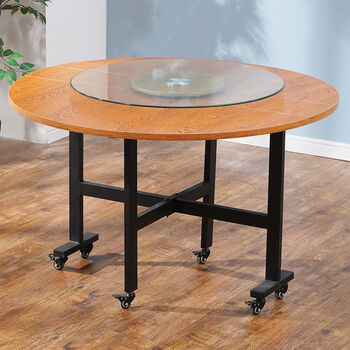 折叠圆桌家用餐桌简易小户型多功能酒店吃饭桌子屋可移动餐厅环保加厚