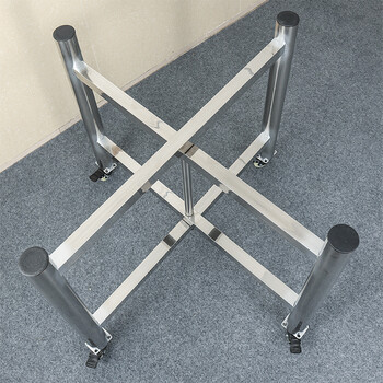 好运马 带轮子可折叠加厚不锈钢桌脚支架大圆桌桌架方桌面玻璃桌桌腿