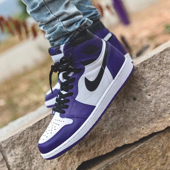 耐克nikejordan1aj1乔1男子高帮篮球鞋554724紫脚趾现货55508850040
