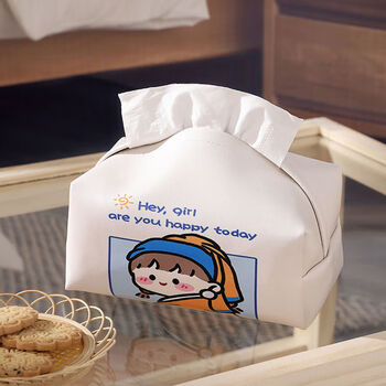 贺洛车载卡通纸巾盒抽纸盒防水易清洁珍珠女孩