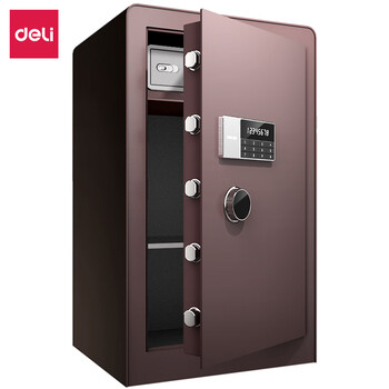 得力deli保险柜办公家用入墙全钢保管箱防盗保险箱4080酒红电子密码高