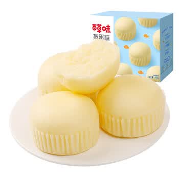 百草味 蒸蛋糕500g 奶香味整箱蛋糕面包网红休闲零食