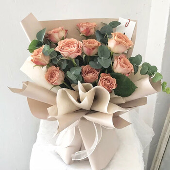 卡布奇诺玫瑰花束复古真花稀有鲜花速递同城配送生日北京杭州上海