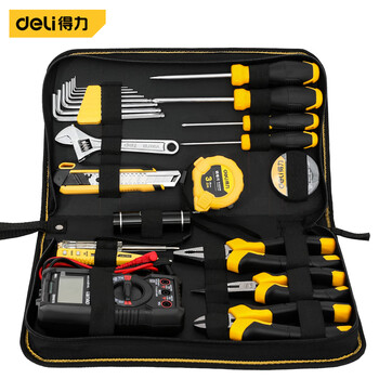 得力(deli) 工具包套装五金工具电动工具扳手钳子卷尺电工帆布包电工综合维修实用款23件套 DL1023E